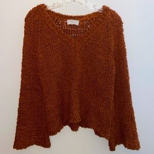 Evereve Braeve Chunky Knit Flare Sleeve Rust Sweater, good preworn condition